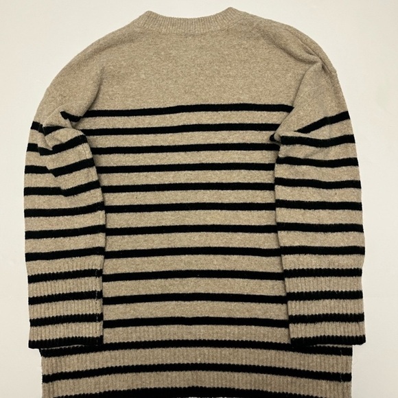 A New Day Crewneck Tunic Pullover Sweater Tan Black Striped Women’s XS Fall Work - Picture 8 of 8